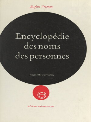 cover image of Encyclopédie des noms des personnes